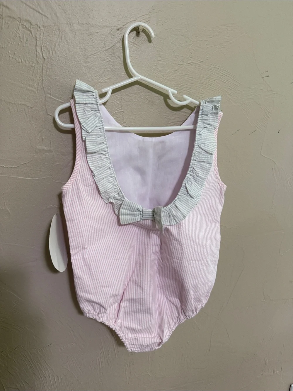 NWT Southern Smocked Co. Girls' Pink Ruffle One-Piece Swimsuit size 7